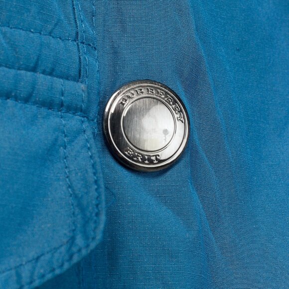 Burberry Brit Blue Double-Breasted Belted Short Rain Coat - Picture 7 of 13